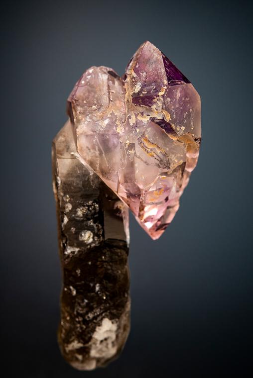QUARTZ var. Amethyst on QUARTZ var. Smoky